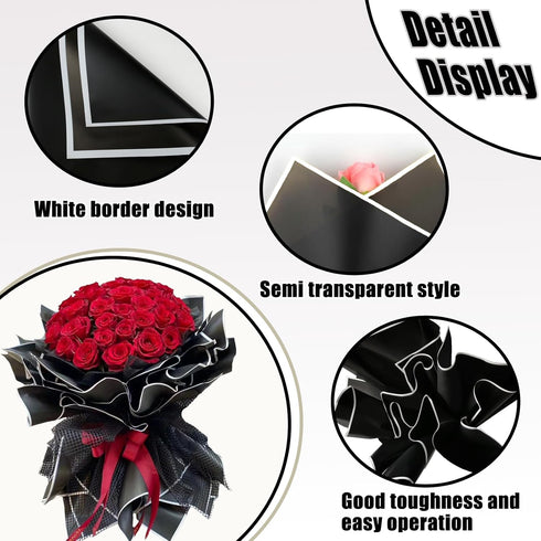 Trrioosy 20 Sheets Flower Wrapping Paper Waterproof Floral Bouquet Wrapping Paper Florist Supplies Gift Packaging Paper for DIY Crafts Flower Shop...