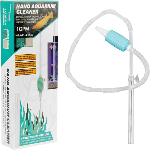 TERA PUMP TRFTCLN-S (BPA-Free) Nano Aquarium Cleaner Fish Tank Gravel & Sand Cleaner for Small Aquariums Under 10 Gallons...