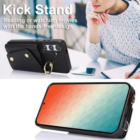 for Samsung Galaxy S24 Plus / S24+ Phone Case for Women, Crossbody Wallet Case with Credit Card Holder Lanyard Shockproof Purse Kickstand Case for...