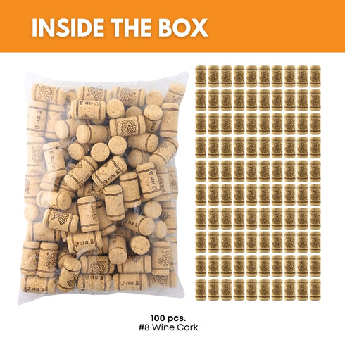 FastRack Bag of 100, #8 Straight Wine Corks for Wine Bottles | 1.73" x 0.87" (44 mm x 22 mm) Beige | Bottle Stoppers | Replacement Corks for Bottl...