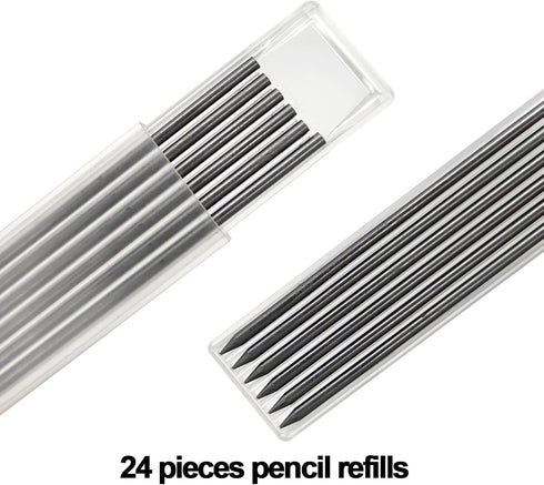 24pcs Pencil Refills, 2.8mm Pencil Refills for Carpenter Pencils, Solid Deep Hole Mechanical Construction Pencil Replacements, Pencil Lead for Mar...