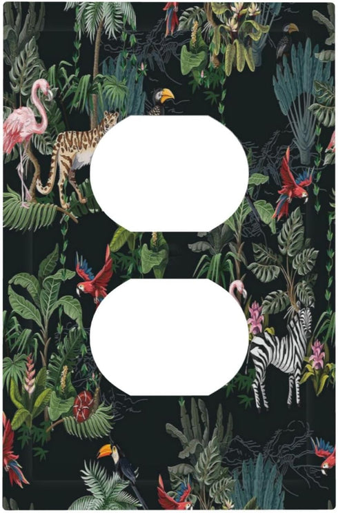 Decorative Switch Plate Covers Wild Jungle Animals 1 Gang Receptacle Duplex Wall Plate Light Switch Cover Single Dual Device Outlet Plate Nature T...