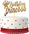 Happy Birthday Cake Topper for Princess Birthday Party Decorations,Double-faced Gold Glitter...