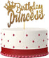Happy Birthday Cake Topper for Princess Birthday Party Decorations,Double-faced Gold Glitter...