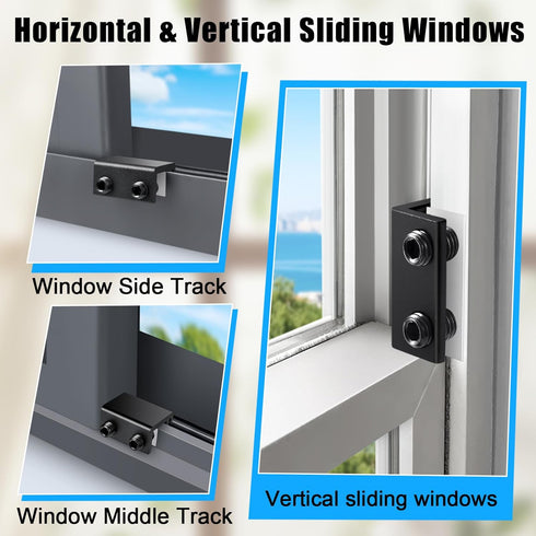 Sliding Window Locks (6 Pack), Window Locks for Up and Down Windows and Horizontal Windows, Window Security Bars, Adjustable Aluminum Window Stopp...