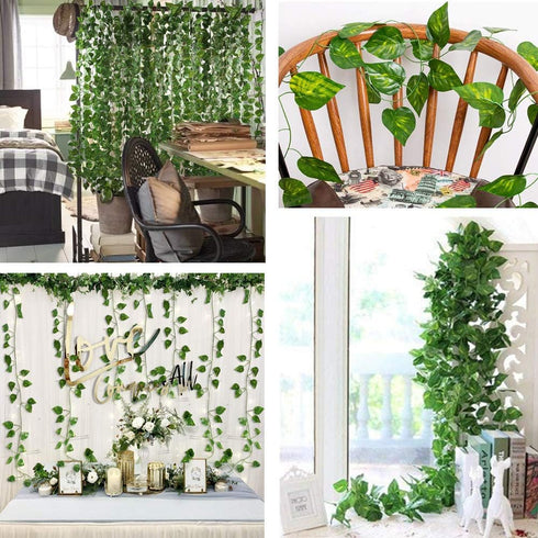 168 feet Artificial Vines Greenery Garland Fake Hanging Leaves Faux Foliage Plants for Wedding Party Garden Home Kitchen Office Wall Decorations (...