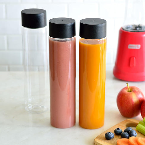 Youngever 6 Pack 16 Ounce Plastic Juice Bottles with Caps, Drinking Bottles with Lids, Beverage Containers...