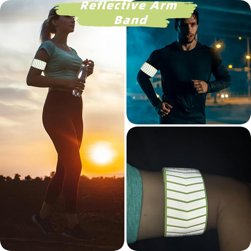 Reflective Running Vest and Armband, Safety Gear, Reflective Suspenders, High Visibility Vest, Adjustable Reflective Strap Safety Vest Elastic Bel...
