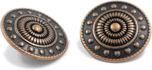 Bezelry 10 Pieces Beads Wheel Metal Shank Buttons. 23mm (7/8 inch) (Antique Copper)...