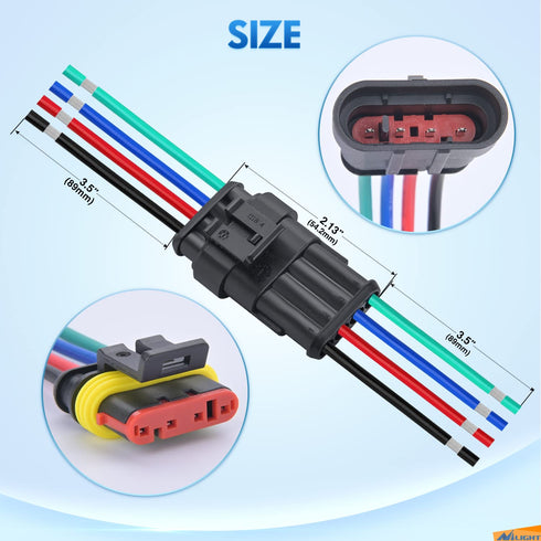 Nilight 4Pin Way Electrical Wire Connector 10 Pack 16AWG Male Female Plug Socket Quick Disconnect Waterproof Plug Play 1.5mm Series Terminal for C...