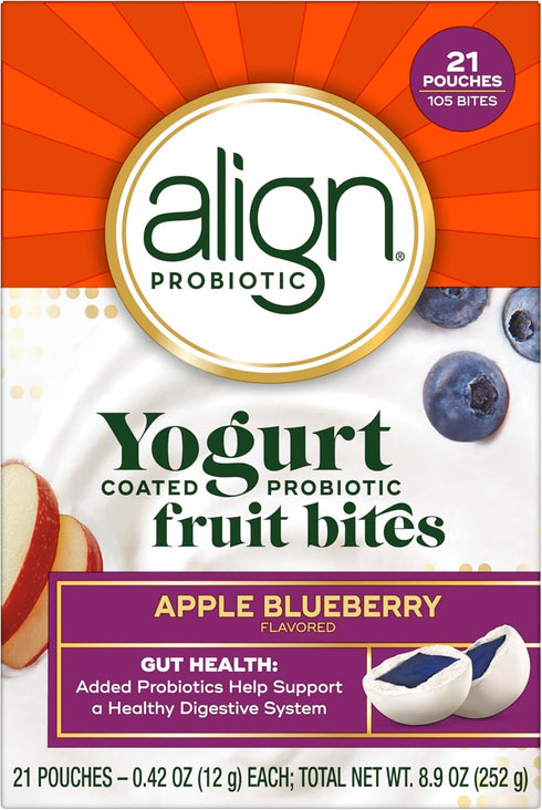 Align Probiotic, Yogurt Coated Probiotic Fruit Bites, Added Probiotic Helps Support Digestive Health, 21 Pouches, 105 Bites...