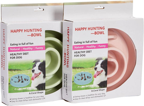 Juvale Interactive Dog Bowl, Spiral Slow Feeder Pet Dish (Pink and Green)...