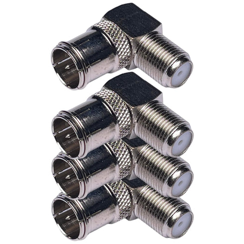 CESS Right Angle Coax F-Jack to F-Quick Push On Plug, Male/Female Adapter - Support Comcast, Time Warner, Cox Communications, Charter Communicatio...
