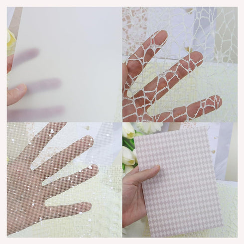 30Pcs Assorted Scrapbook Paper Supplies, Mixed Decorative Paper and Mesh Fabric Craft Accesorries, Textured Paper for Scrapbooking Junk Journal Jo...