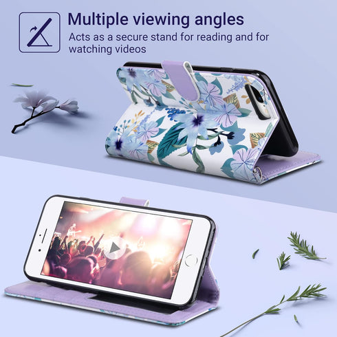 ULAK Wallet Case for iPhone 7 Plus/8 Plus, Premium PU Leather Flip Cover with Card Holder for Women, Kickstand Feature Protective Purse Case 5.5 I...