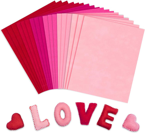 Whaline 18Pcs Red Pink Felt Fabric Sheets Assorted Soft Thick Craft Felt Pack for Valentine's Day DIY Craft Sewing Patchwork Art Projects, 7.9 x 1...