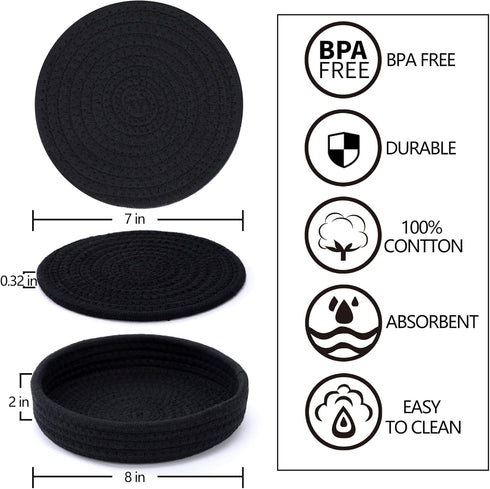 Trivets for Hot Dishes, Trivets for Hot Pots and Pans, 7 Inchs Hot Pads 5 Pcs and Storage Basket for Countertops, Pot Holders for Kitchen, Cotton ...