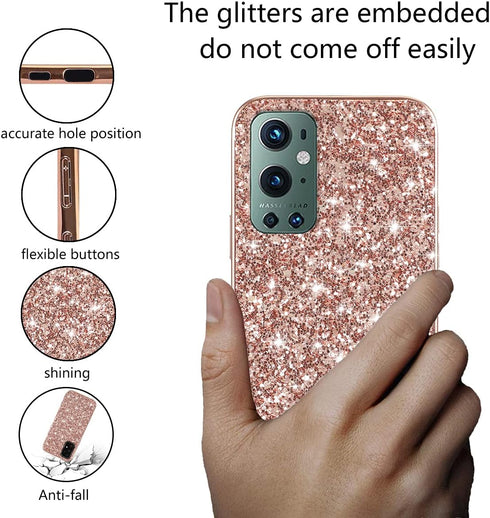 Compatible with OnePlus 9 Pro Case Glitter Shockproof,OnePlus 9 Pro Phone Case Bling Sparkly Soft TPU and PC Silicone Shiny Girl Women Thin Protec...