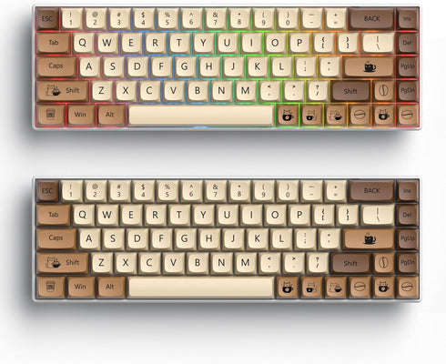 XDA PBT Key Cap, 138 Keys Dye Sublimation Coffee Cat Custome Key Cap Set for Cherry/Gatron MX switches 60 Percent/68/61 Gaming Mechanical Keyboard...