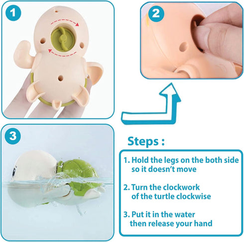Turtle Baby Bath Toys for Toddlers, Funny Swimming Bath Toy Set for Boy Girl Gifts, Wind-up Bathtub Toys for Infants, Floating Water Pool Toys, 3 ...