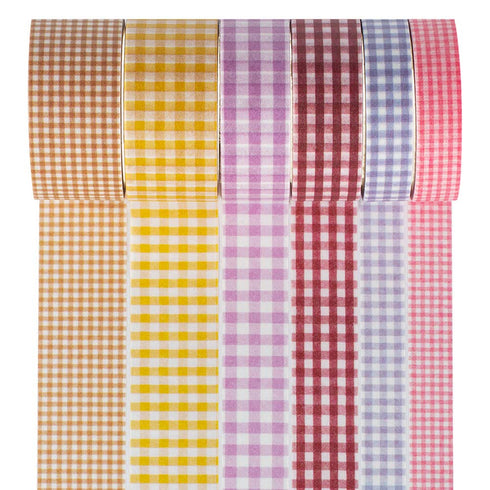 YUBBAEX 6 Rolls Plaid Washi Tape Set Basic Grid Masking Decorative Tapes for Arts, DIY Crafts, Journals, Planners, Scrapbooking, Wrapping (Basic P...