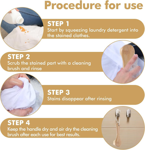 Stain Brush Laundry, Natural Boar Bristle Cleaning Brush, Dense Household Clothes Shoes Stain Remover Tool Ultra Soft Brush for Body Face Knits Co...