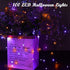 Lomotech 2 Pack Solar Lights, 33ft 100LED Orange Purple Twinkle Fairy Lights Waterproof 8 Modes Outdoor for Halloween Party DIY Decoration Black W...