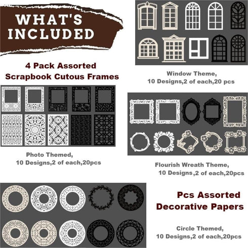 Diuhofart Scrapbook Cutouts Paper Lace for Scrapbooking Supplies Frames, 80 Pcs Vintage Scrapbook Paper Window Cutout for Junk Journaling, Card Ma...