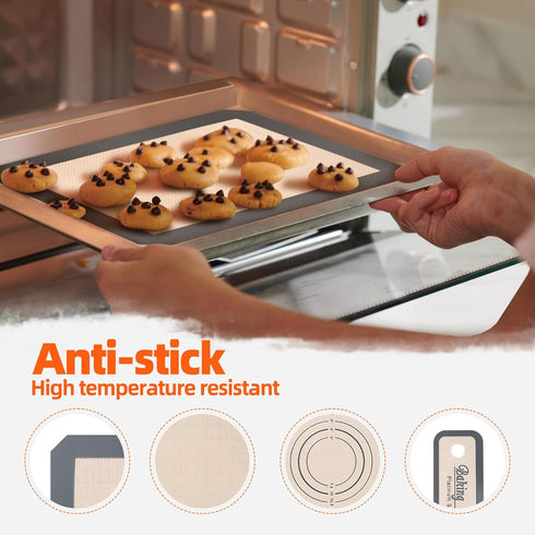 2+1 Professional Silicone Baking Mat & Long-Handled Silicone Bread Sling Set, Anti-Stick And Easy to Clean, Reusable Food Baking Silicone Mat to T...