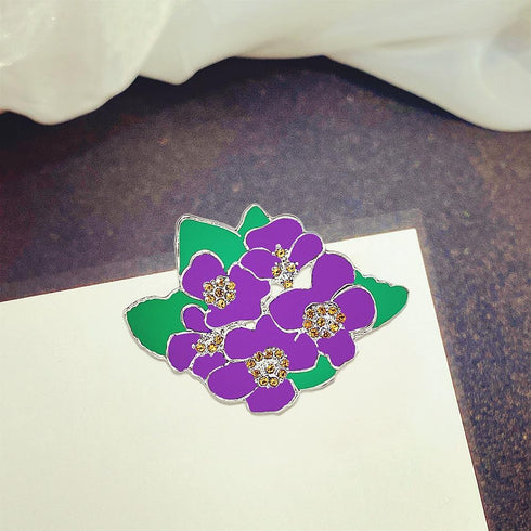 African Black Lady Social Floral Violet Pin Purple Flower Brooch Women Jewelry Gifts...