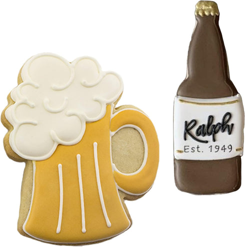 Ann Clark Cookie Cutters Cocktail Cookie Cutters 2-Pc. Set Made in the USA, Beer/Soda Bottle, Beer Mug/Stein...