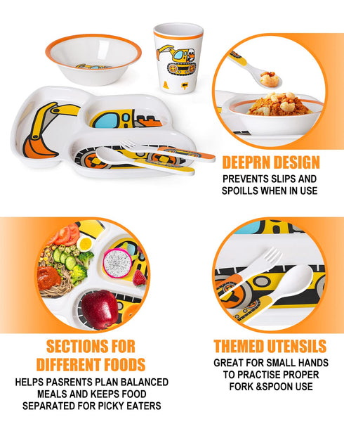 Lehoo Castle Kids Plates and Bowls Sets, Kids Dinnerware Set Includes Plate, Bowl, Cup and Tableware, Made of Durable Material, Perfect for Child,...