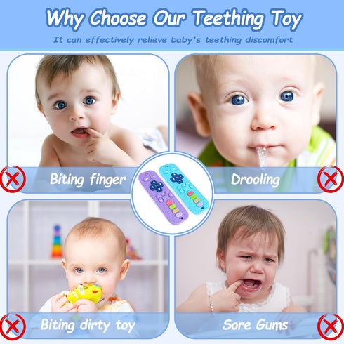 Baby Teething Toys, Silicone Remote Control Shape Teethers Chew Toys for Babies 0-24 Months (Black)...