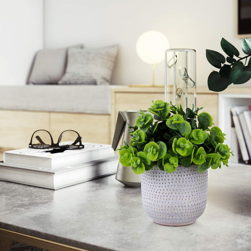 Artificial Lysimachia Plants in Ceramic Planter Cute Fake Succulent Flowers Potted for Home Office Table Desk Decor Living Room Bathroom Bedroom S...