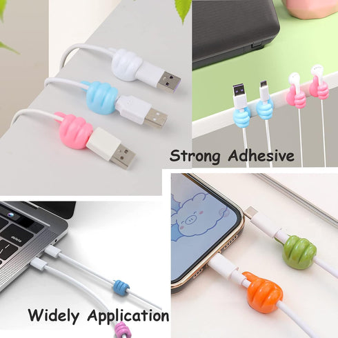 16PCS Self-Adhesive Silicone Thumb Hooks Multi-Function Cable Holder Wall Decoration Finger Hook for Earphone,Toothbrush,Key,Makeup Brush Wire Des...
