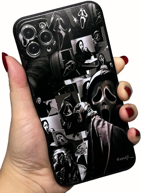 Scream Horror Movie Anime Printed Case for iPhone 11 Pro, Fashion Cool Skull Skeleton Ghost Face Pattern for Women Men Boys Girls, Cute Soft TPU S...