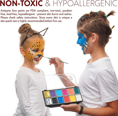 Face Paint Kit - Dermatologically Tested, Non-Toxic & Hypoallergenic - Professional Painting for Kids & Adults - Cosplay Makeup - Easy to Apply & ...