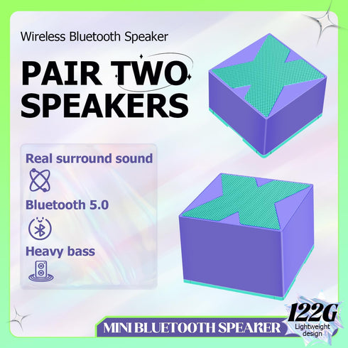 2 Pack Small Portable Bluetooth Speaker IP67 Waterproof Deep Bass HiFi Stereo Sound Noise Cancelling Hands-Free Call Mini Portable Wireless Speake...