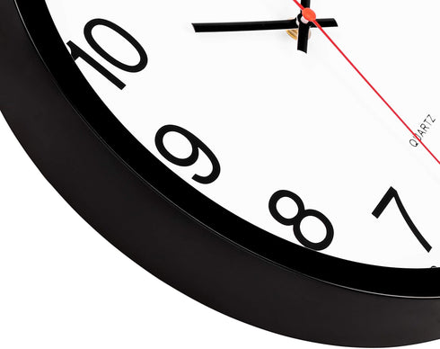 Foxtop Black Wall Clock Silent Non-Ticking 12 Inch Quartz Battery Operated Round Analog Wall Clock for Classroom School Office Living Room Bedroom...
