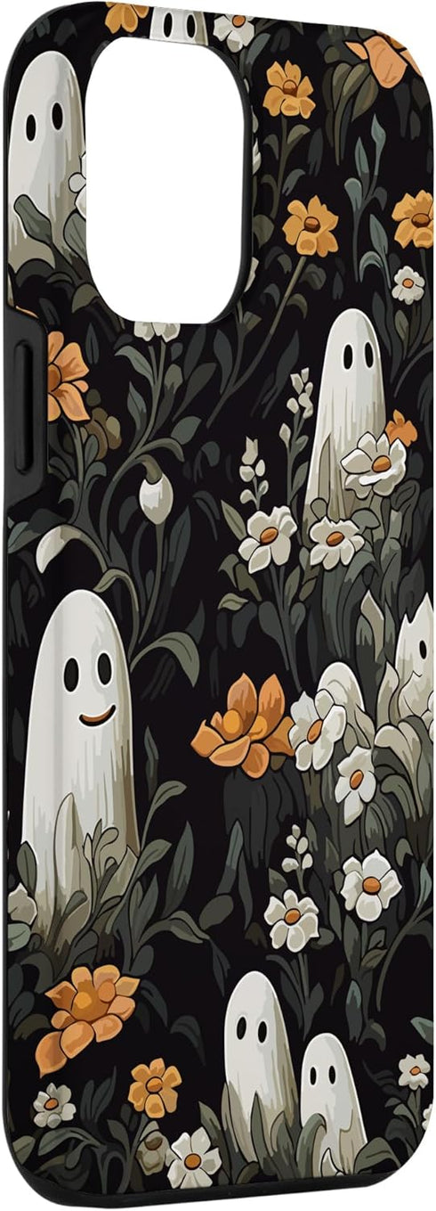 iPhone 14 Pro Max Cute Funny Halloween Spooky Ghost In Flowers Floral Pattern Case...