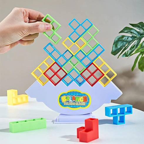 Tetra Tower Game, Balance Stacking Blocks, Team Tower Game for Kids & Adults, Stacking Game, Games Building Blocks Puzzles, 64 Pcs...