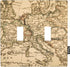 Antique Old Map 2-Gang Wall Plate Retro Beige European Map Italy France Spain Mediterranean Continent Vintage Nautical Toggle Light Switch Covers ...