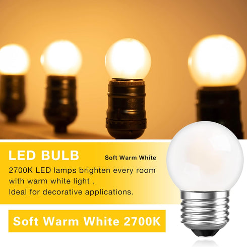 G40 Low Watt Small Led Light Bulbs 1.5w Small Edison Filament Led Bulbs 15 Watt Equivalent E26 Standard Base Warm White 2700K 150 lumen for Bedroo...