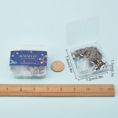 SUNNYCLUE 64Pcs DIY 12 Sets Vial Necklace Making Kit 6mm Dia. Hourglass Vial Pendants Handmade Clear Glass Memory Wish Bottle Charms for Jewelry M...