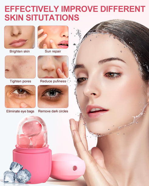 Ice Roller for Face & Eye, Beauty Facial Ice Holder Mold Face Puffiness Relief Massage Skin Care Tools for Brighten Lubricate Shrink Pores Remove ...