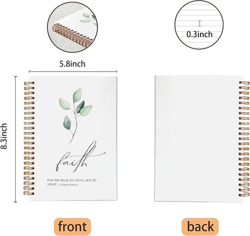 Bible Scripture 2 Corinthians 5:7 for Me Walk by Faith not by Sight Spiral Notebook Journal 5.5 x 8.3 inches,Christian Lined Hardcover Spiral Note...