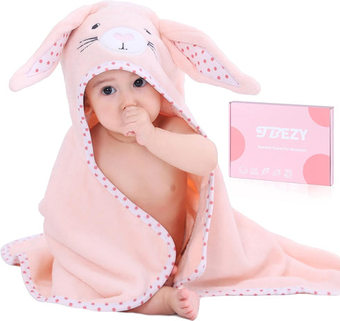 Baby Hooded Towel with Unique Animal Design Ultra Soft Thick Cotton Bath Towel for Newborn (Bunny)...