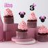 Pink Glitter Mini Mouse Inspired Cupcake Toppers with Bow - Kids Girls 3rd Birthday Baby Shower Party Cupcake Decorations - Cartoon Theme Pink Mou...