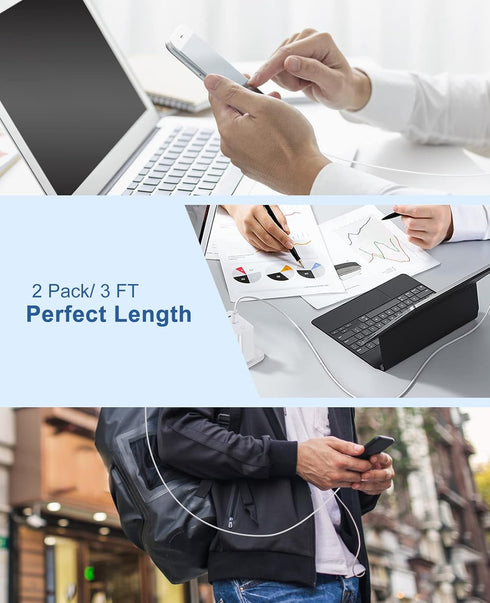 USB C to Lightning Cable 3FT for Apple iPhone Charger Cord, Apple USB-C to Lightning Fast Charger Cable, 2 Pack-USB C to Lightning Cord, Apple Pho...