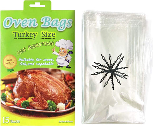 15 Counts Large Turkey Oven Bags for Cooking - Meat Roasting Safe for Fish, Vegetables - 20x24 IN (1 Pack)...